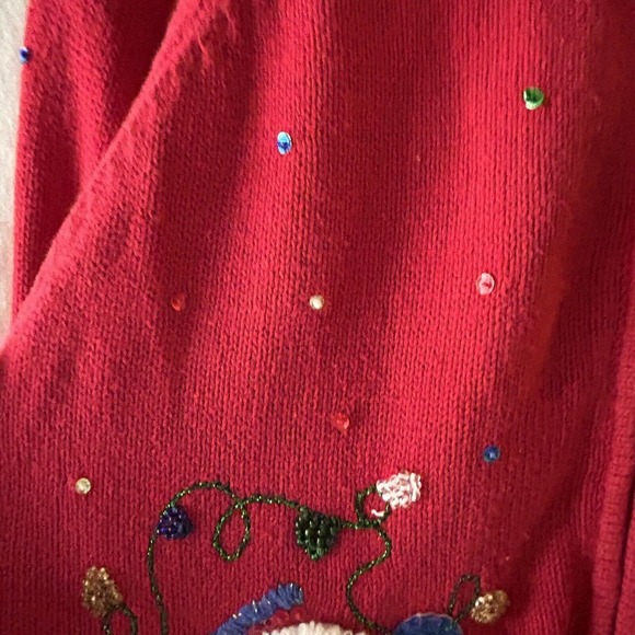Vintage Ugly Christmas Holiday Sweater cardigan Large PETITE Full Zip Snowman - Picture 6 of 16